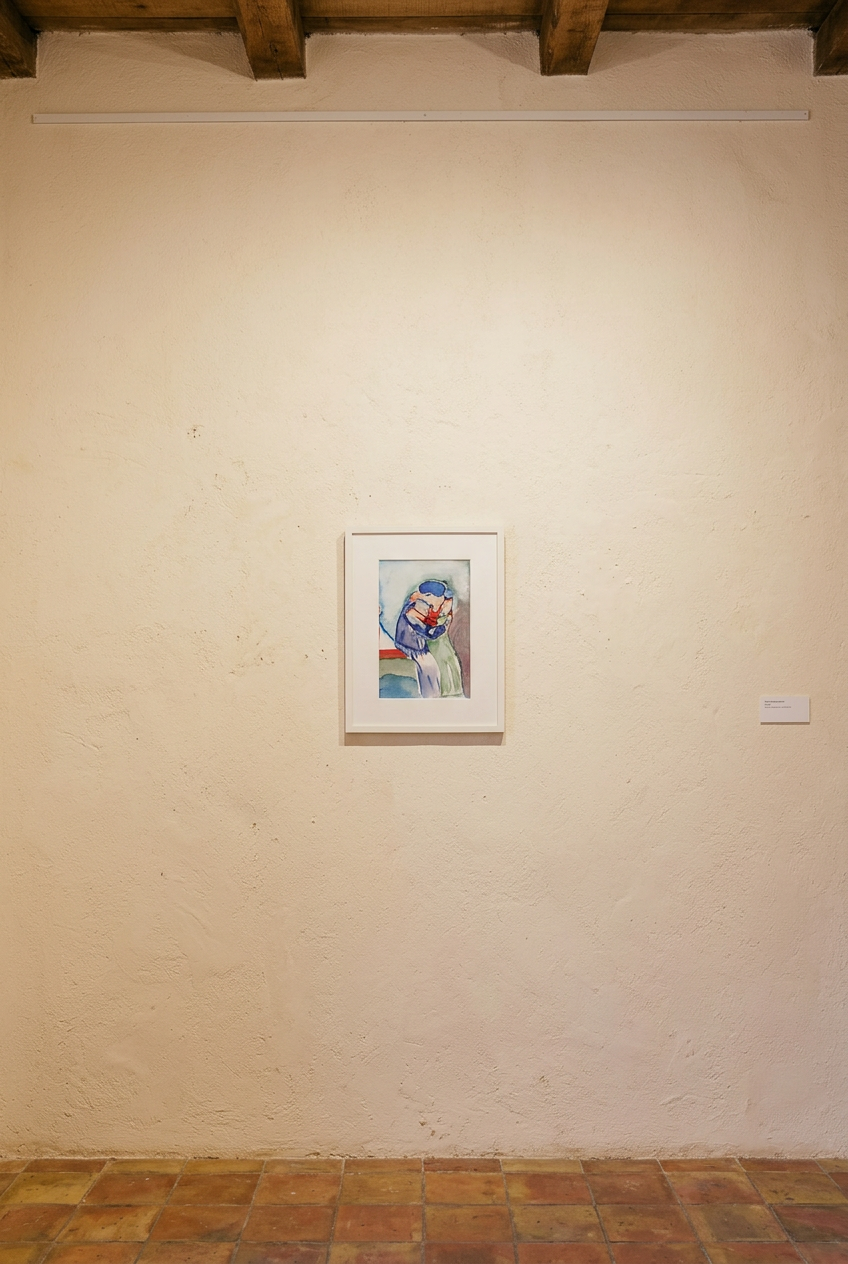 El Beso — obra de Jaime Gost expuesta en pared de galería