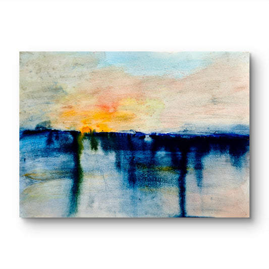 Atardecer con reflejos - Obra original