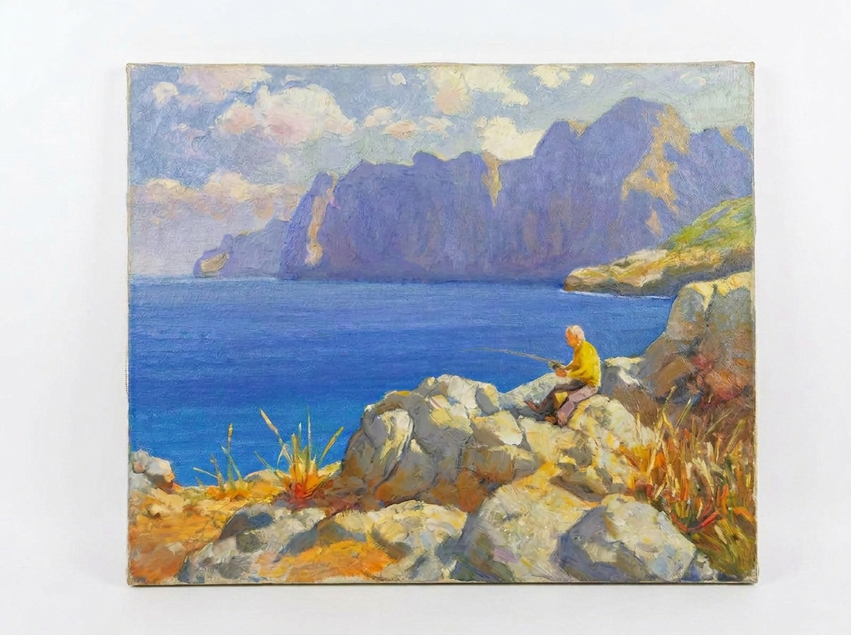 Cala San Vicente con pescador — Guillermo Gil