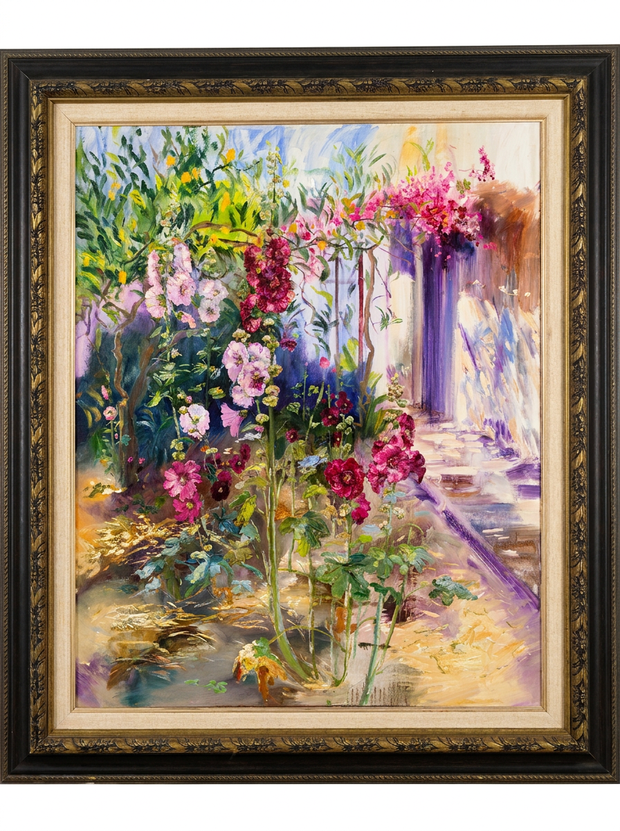 Hollyhocks in the garden