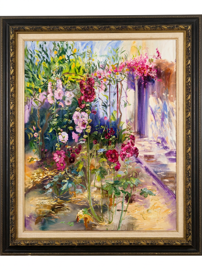 Hollyhocks in the garden
